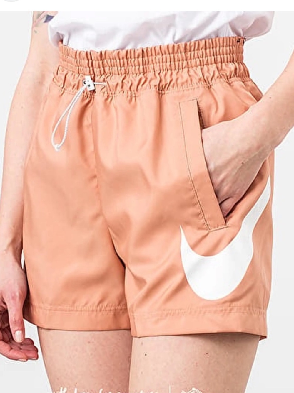 Nike Women's Athletic Shorts in Peach with White Swoosh